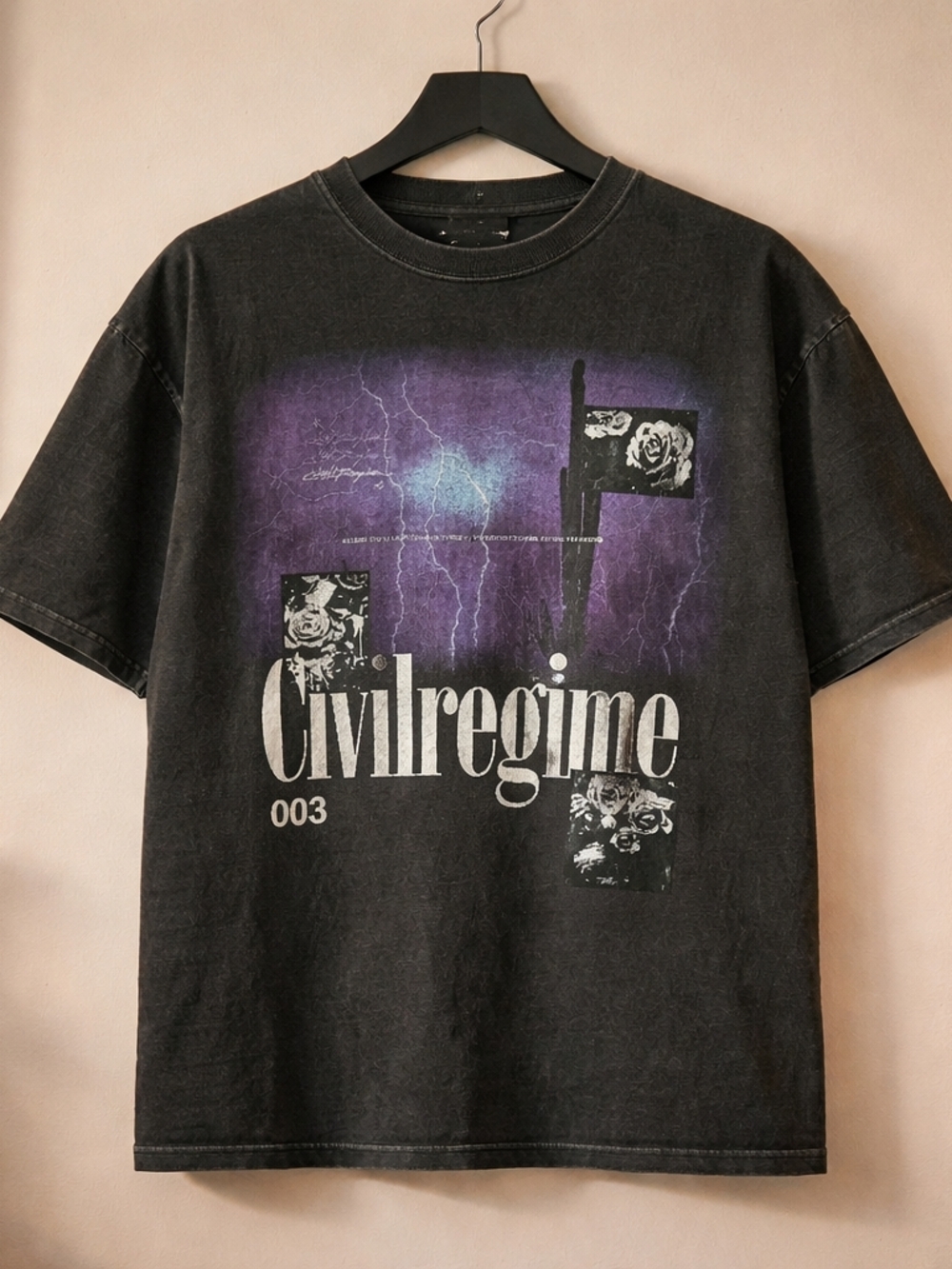 Civilregime Tee with Purple Lightning Print